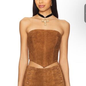 Understated Leather Hankerchief Top in Brown